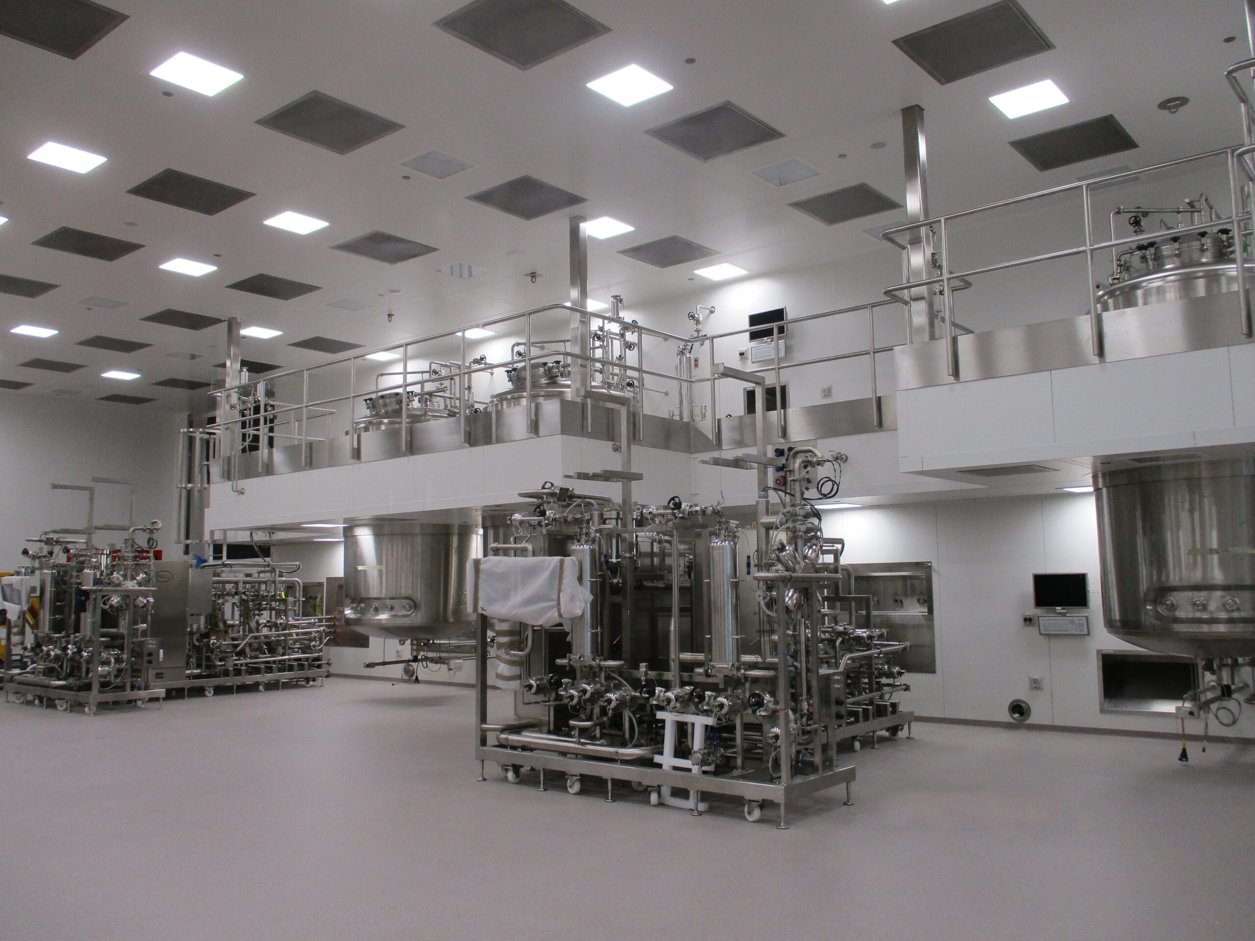 Pharmaceutical cleanroom with stainless-steel process equipment