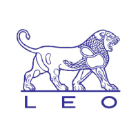 Blue lion logo with text LEO