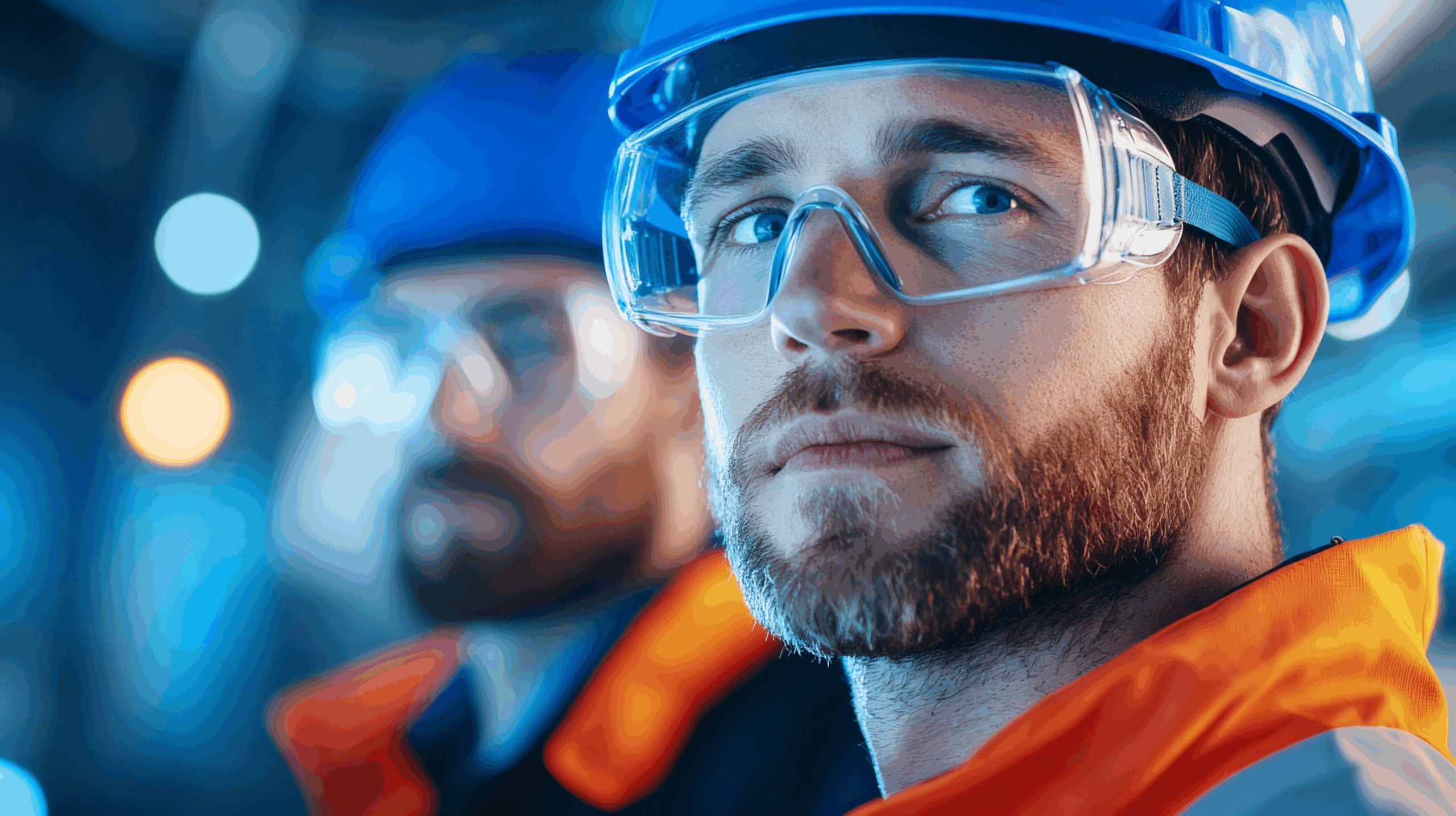 Engineer wearing safety gear at industrial site