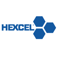 Hexcel company logo with blue hexagons