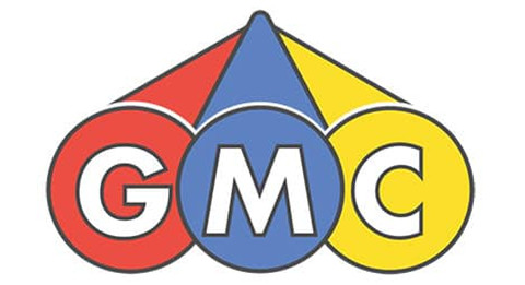 GMC logo with colorful circles and triangles